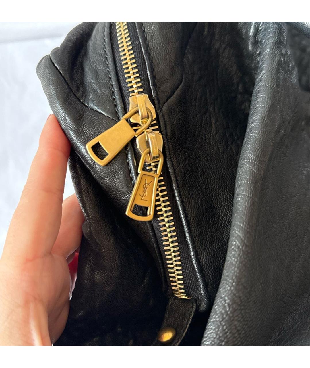 SAINT LAURENT Черная кожаная сумка с короткими ручками, фото 8