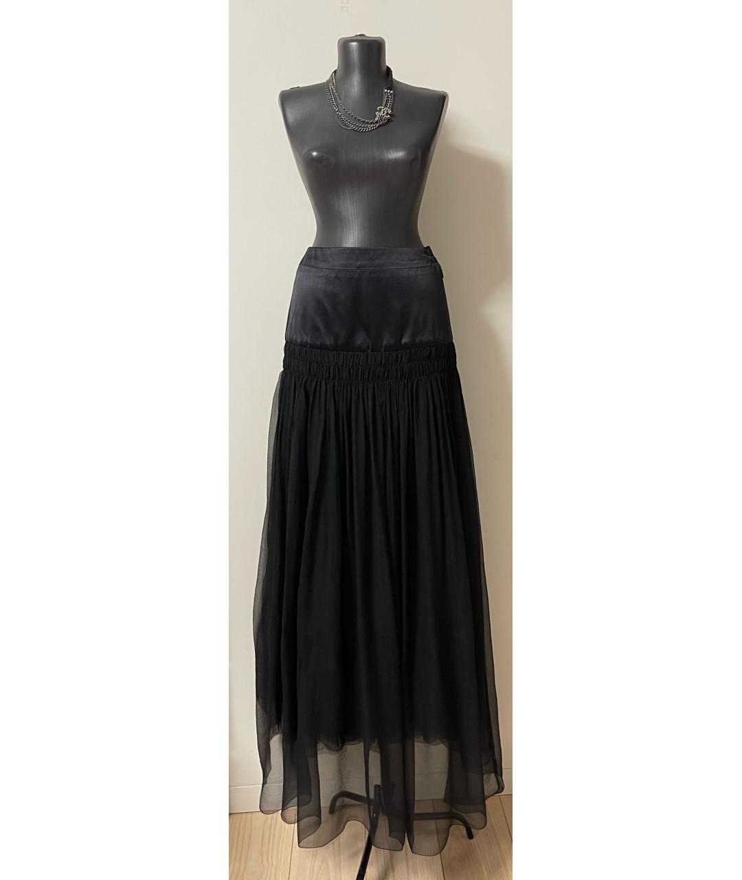 CHANEL Черная шелковая юбка макси, фото 2