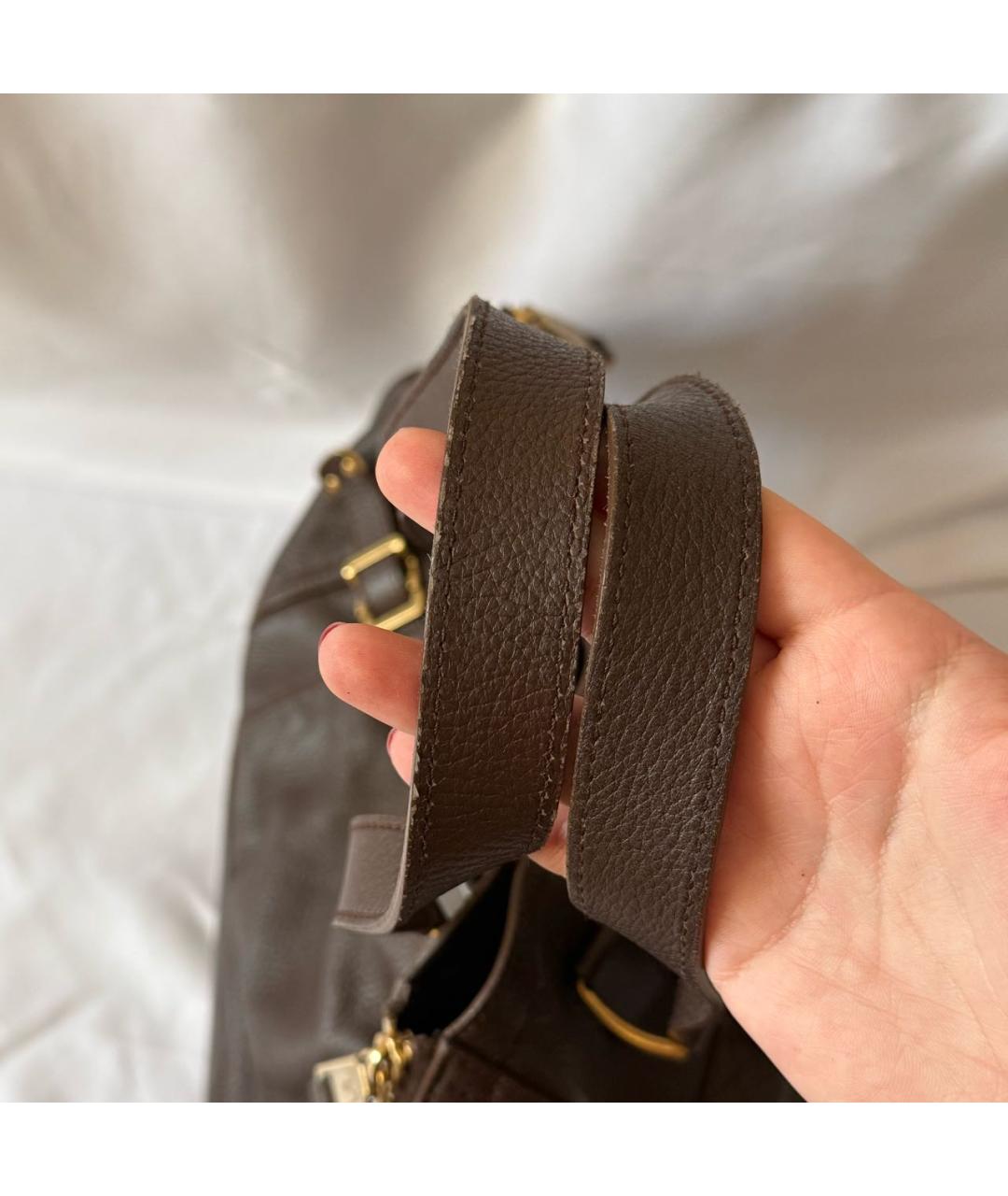 SAINT LAURENT Коричневая кожаная сумка тоут, фото 5