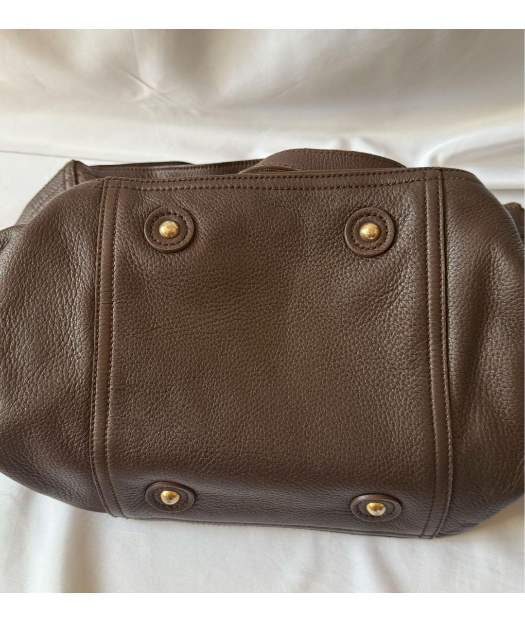 SAINT LAURENT Коричневая кожаная сумка тоут, фото 7