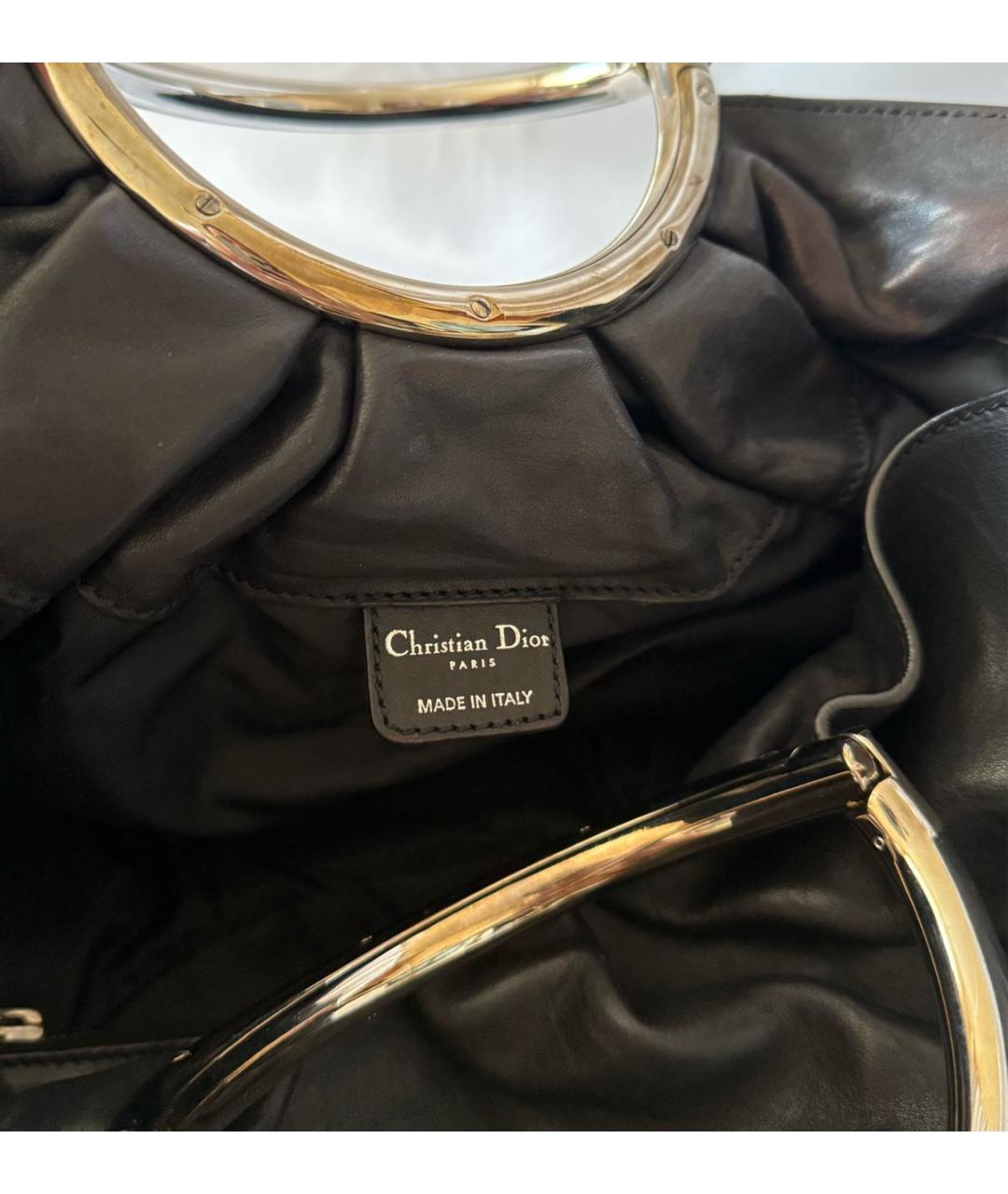 CHRISTIAN DIOR Черная кожаная сумка с короткими ручками, фото 5