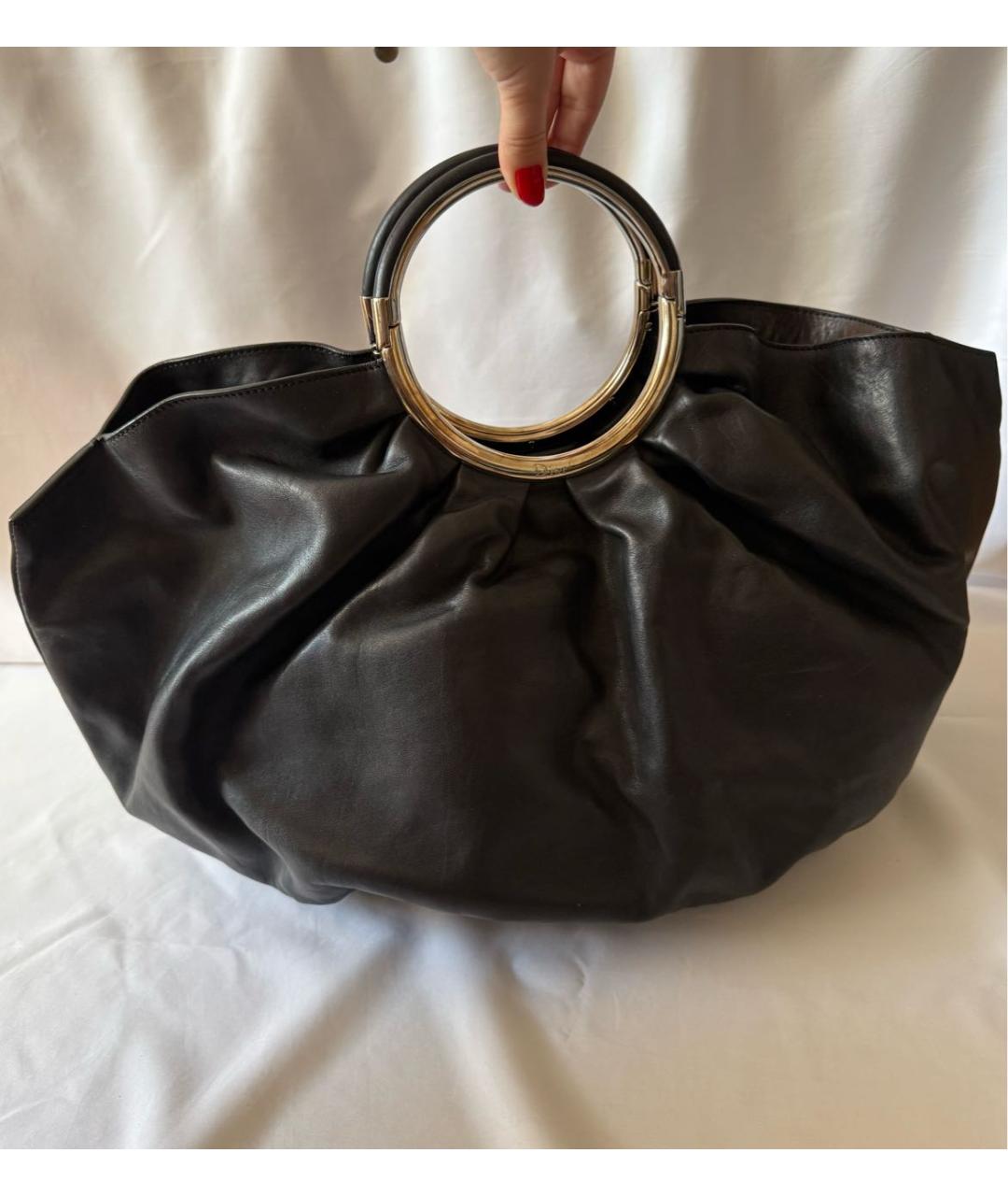 CHRISTIAN DIOR Черная кожаная сумка с короткими ручками, фото 8