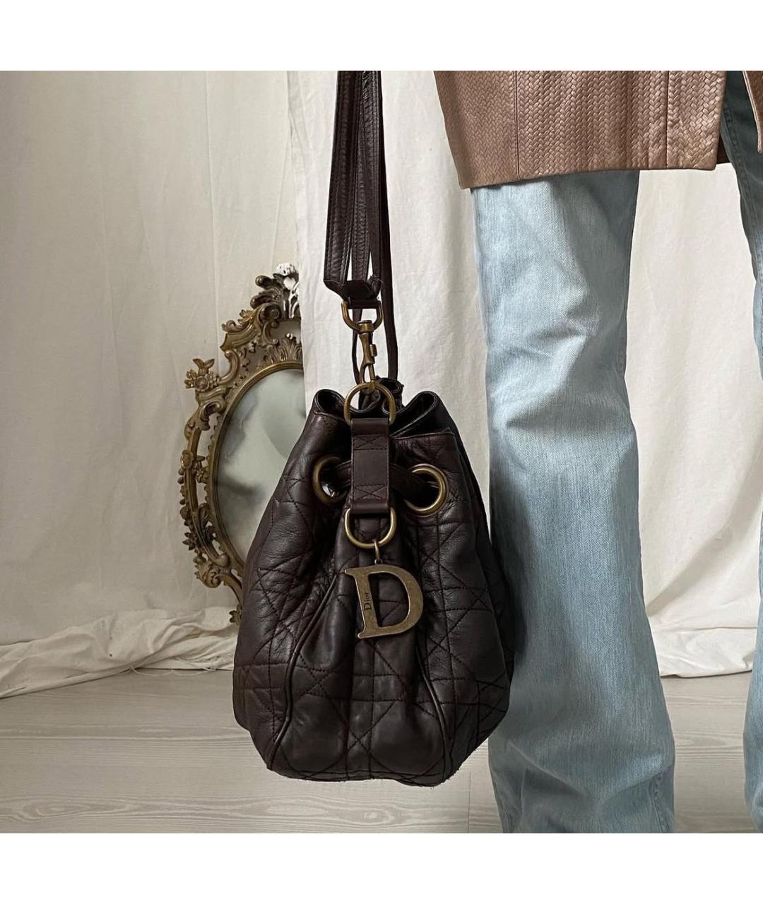 CHRISTIAN DIOR Коричневая кожаная сумка тоут, фото 8