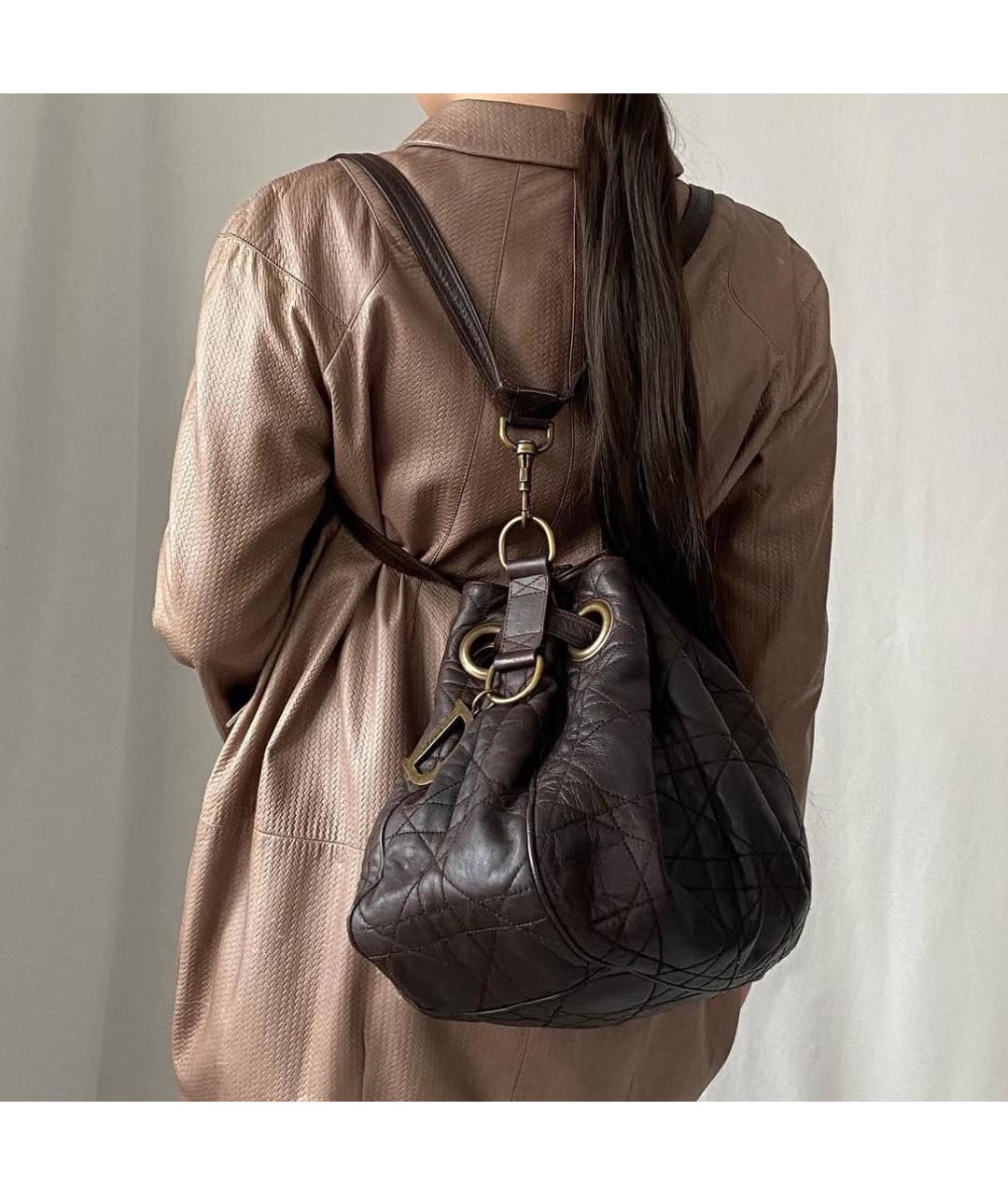 CHRISTIAN DIOR Коричневая кожаная сумка тоут, фото 7