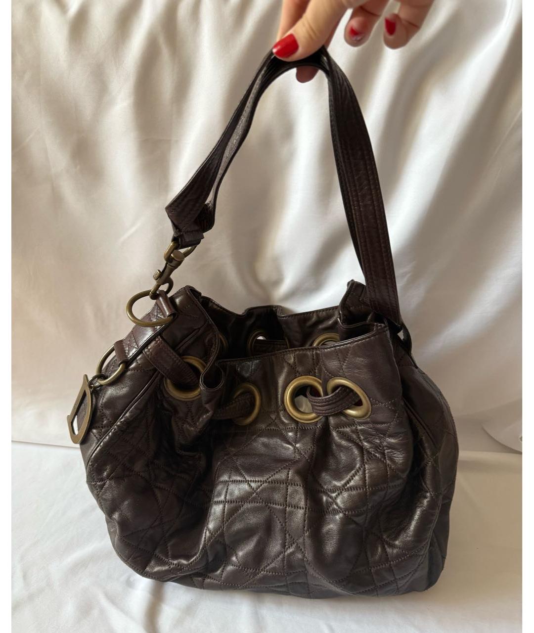 CHRISTIAN DIOR Коричневая кожаная сумка тоут, фото 9