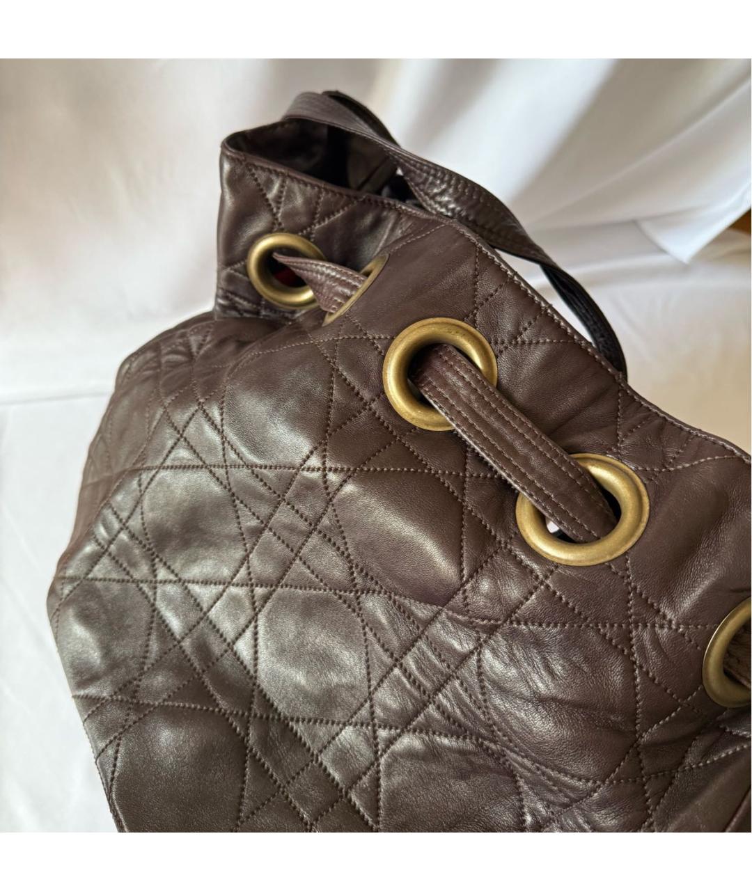 CHRISTIAN DIOR Коричневая кожаная сумка тоут, фото 4