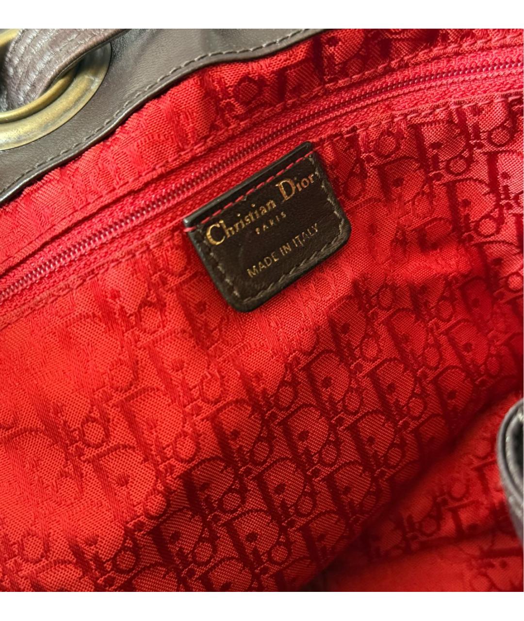 CHRISTIAN DIOR Коричневая кожаная сумка тоут, фото 5