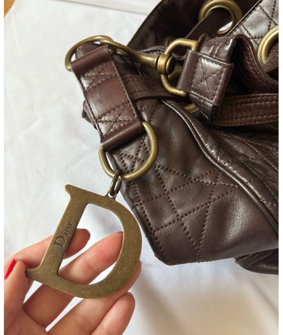 CHRISTIAN DIOR Коричневая кожаная сумка тоут, фото 2