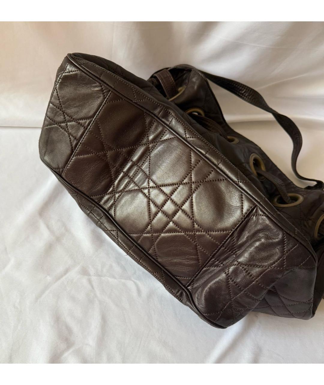 CHRISTIAN DIOR Коричневая кожаная сумка тоут, фото 3