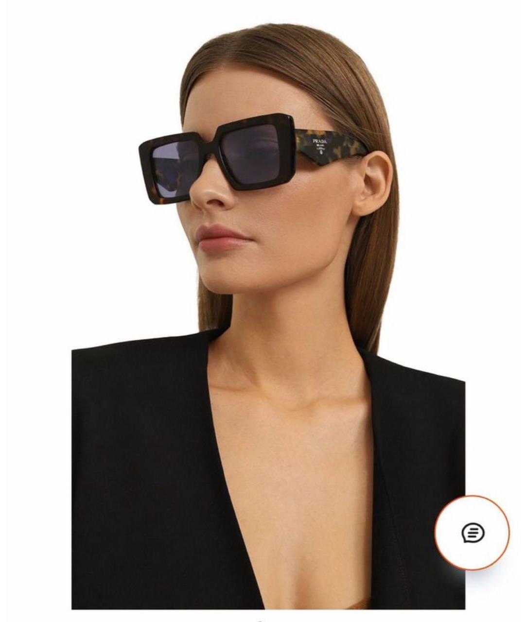 PRADA Коричневые пластиковые солнцезащитные очки, фото 6