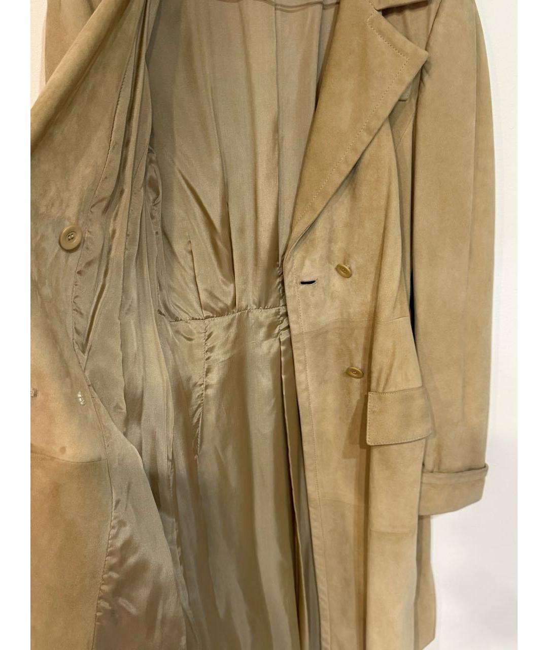 VALENTINO Горчичный кожаный тренч/плащ, фото 3