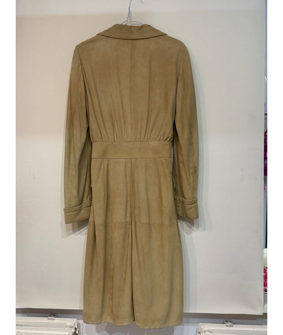 VALENTINO Горчичный кожаный тренч/плащ, фото 2