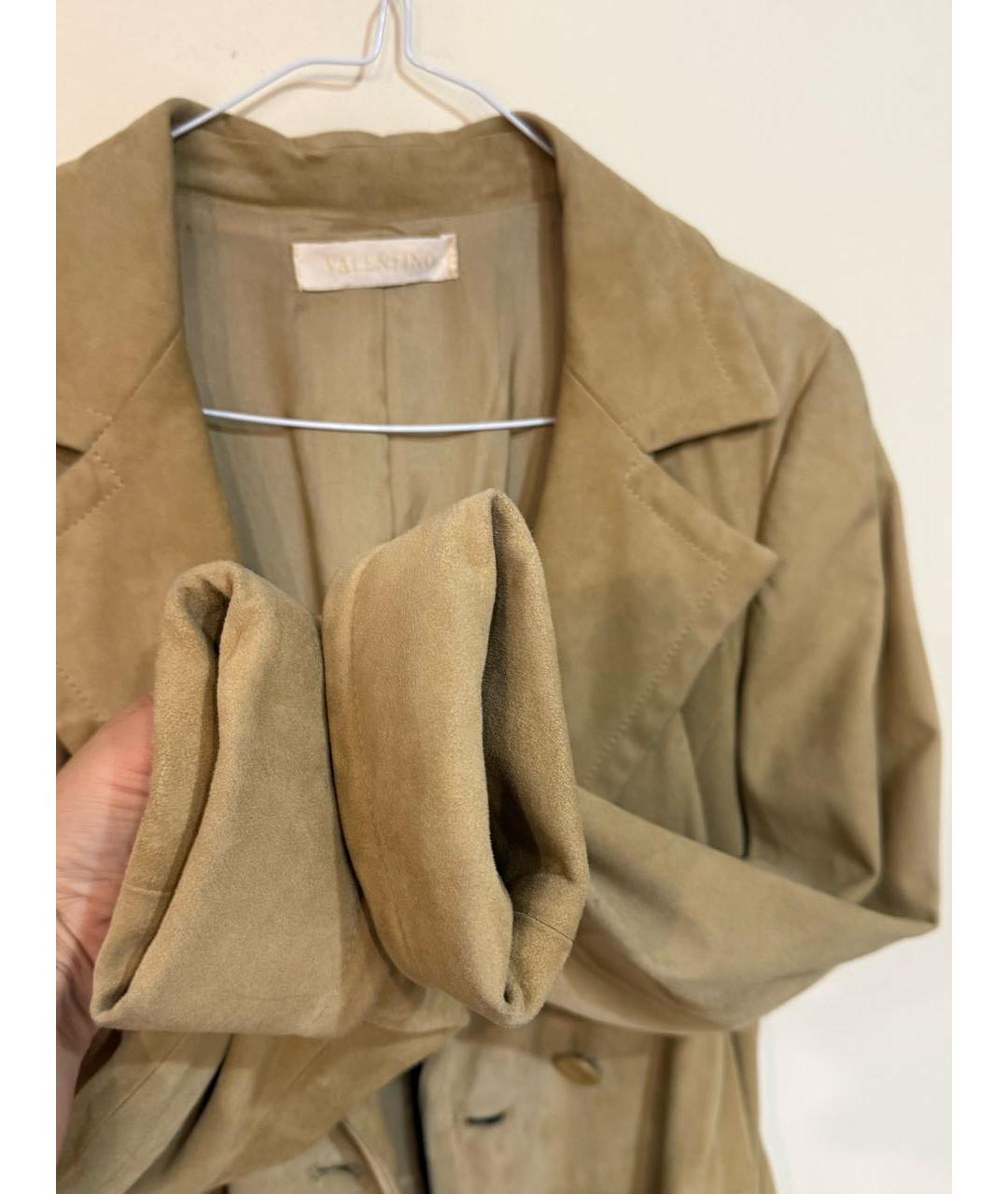 VALENTINO Горчичный кожаный тренч/плащ, фото 4