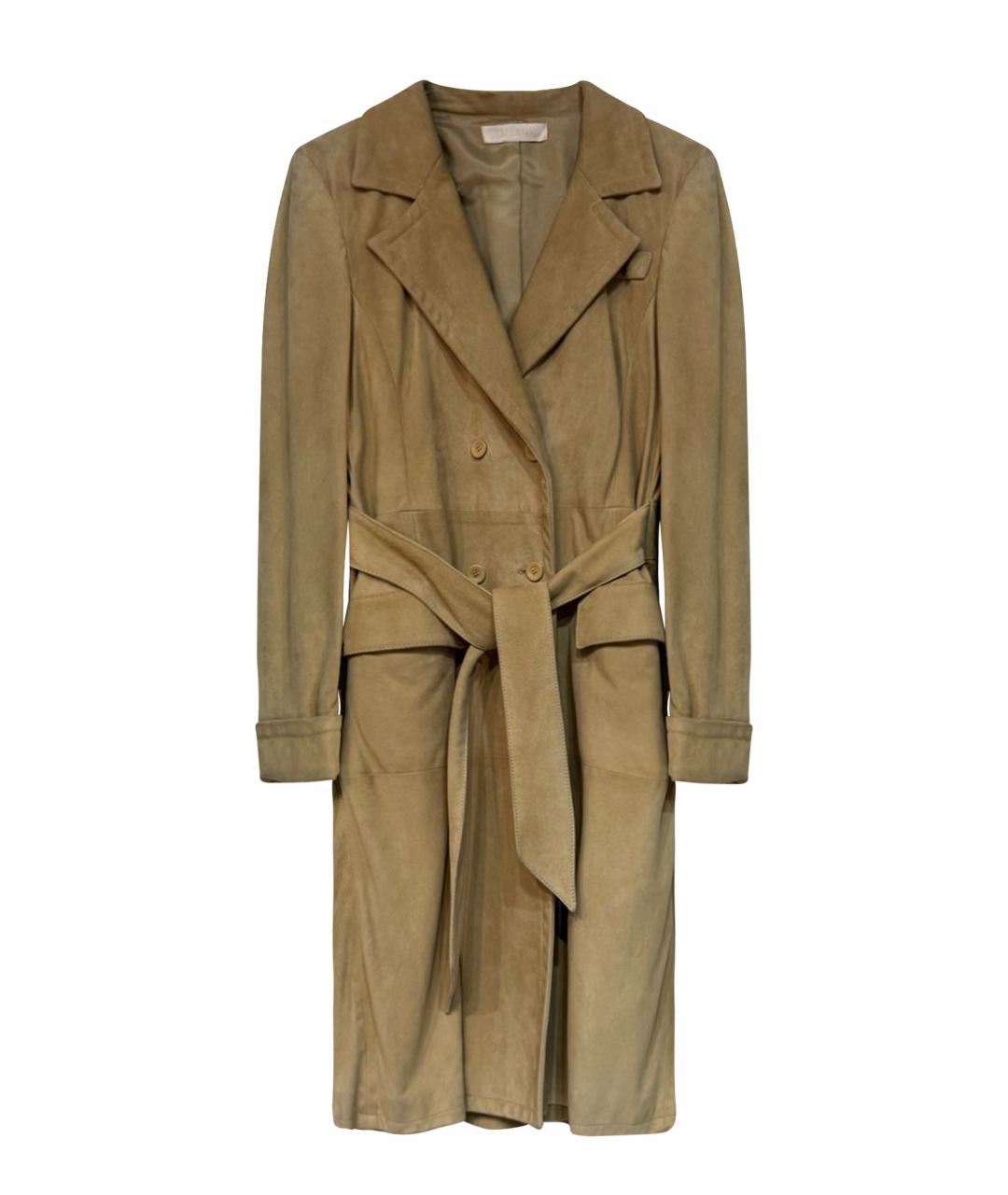 VALENTINO Горчичный кожаный тренч/плащ, фото 1