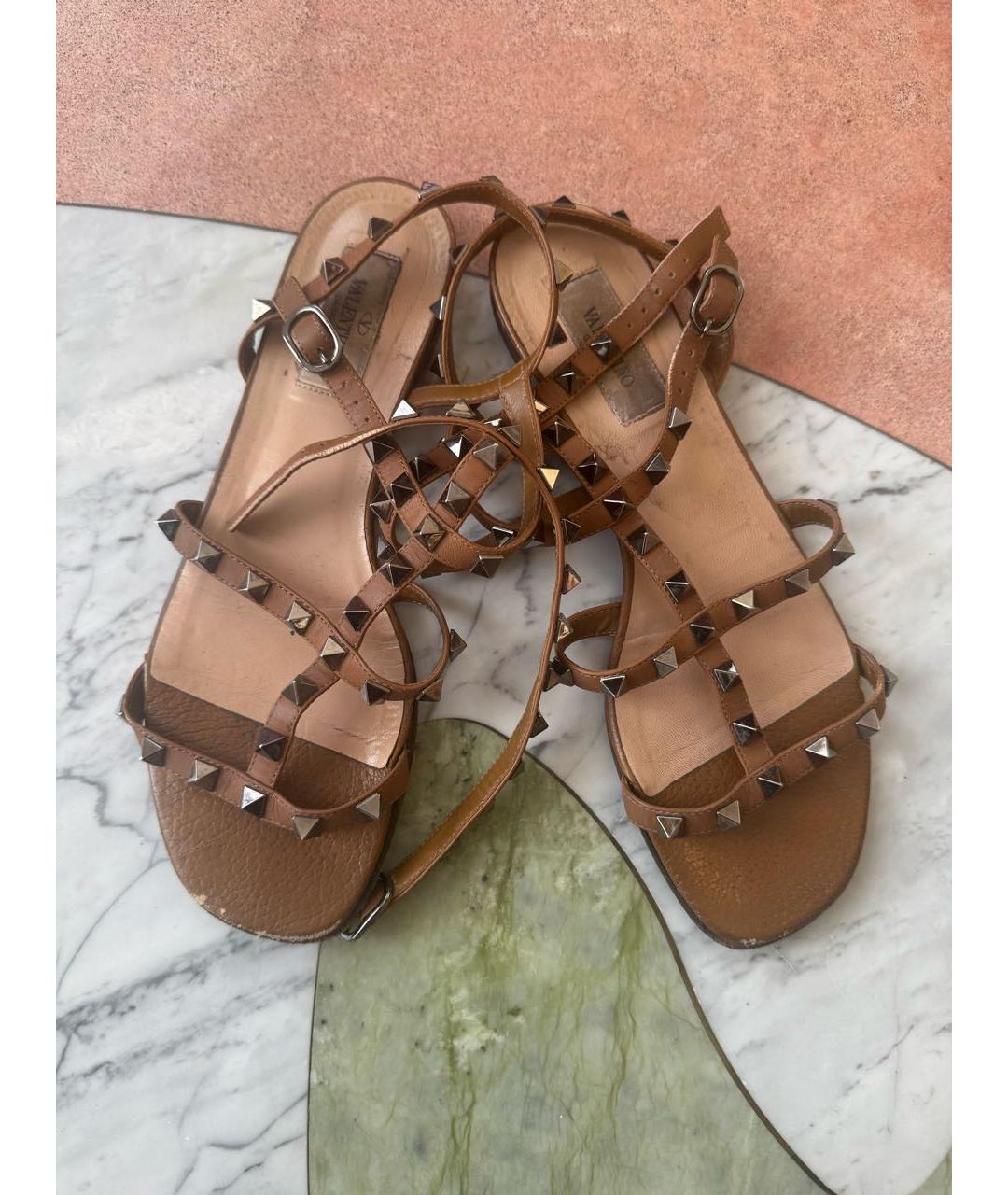 VALENTINO Коричневые кожаные босоножки, фото 5