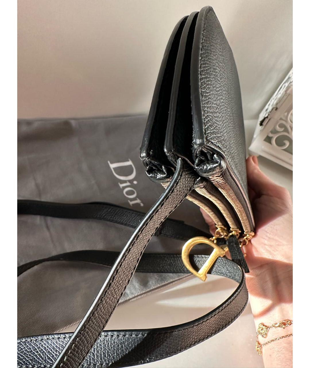 CHRISTIAN DIOR Черная кожаная сумка через плечо, фото 4