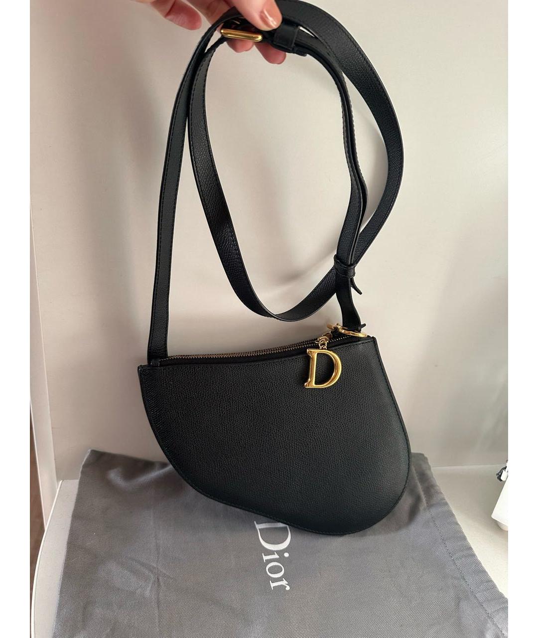 CHRISTIAN DIOR Черная кожаная сумка через плечо, фото 6