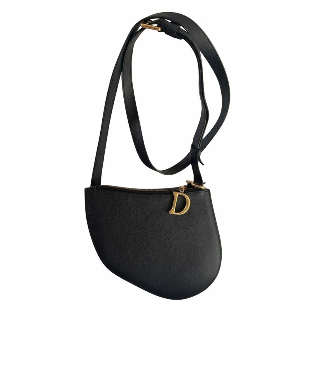 CHRISTIAN DIOR Черная кожаная сумка через плечо, фото 1