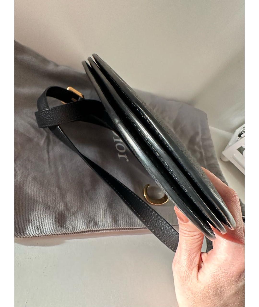 CHRISTIAN DIOR Черная кожаная сумка через плечо, фото 3