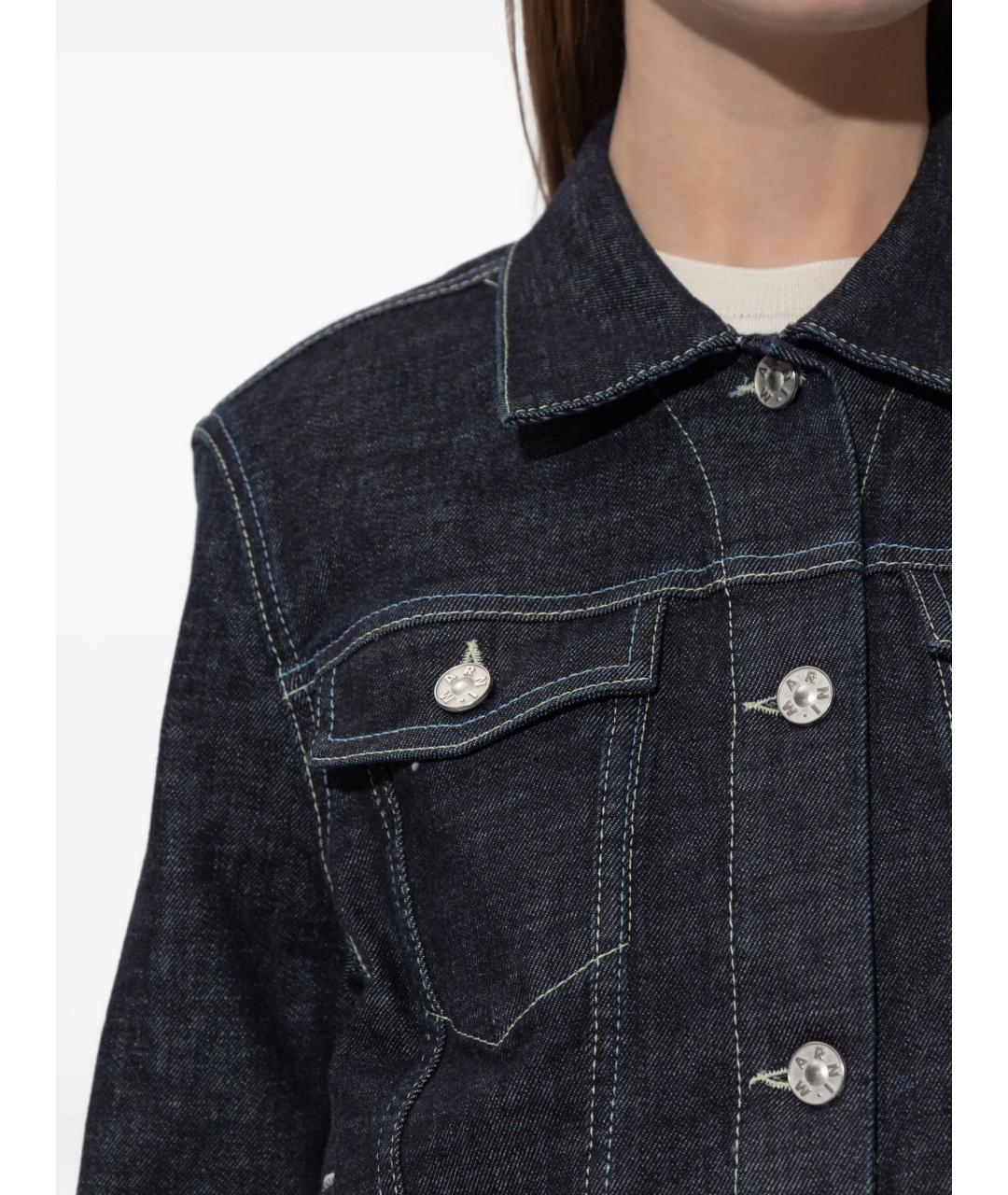 MARNI Темно-синяя хлопковая куртка, фото 2