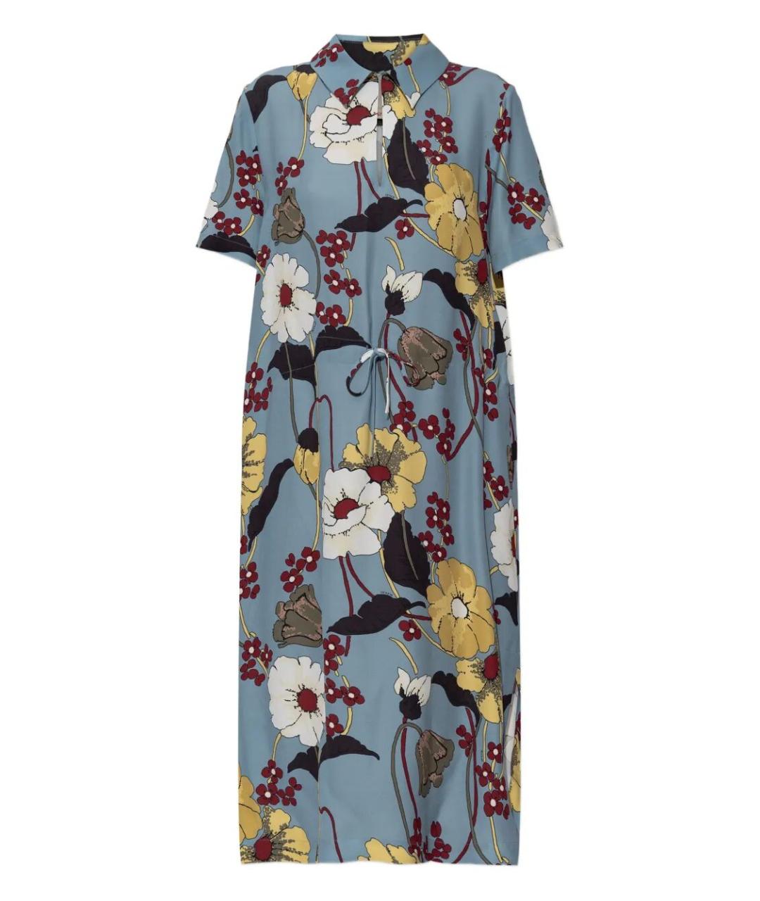 MARNI Голубое вискозное повседневное платье, фото 1