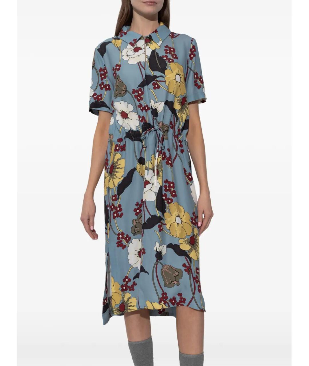MARNI Голубое вискозное повседневное платье, фото 5