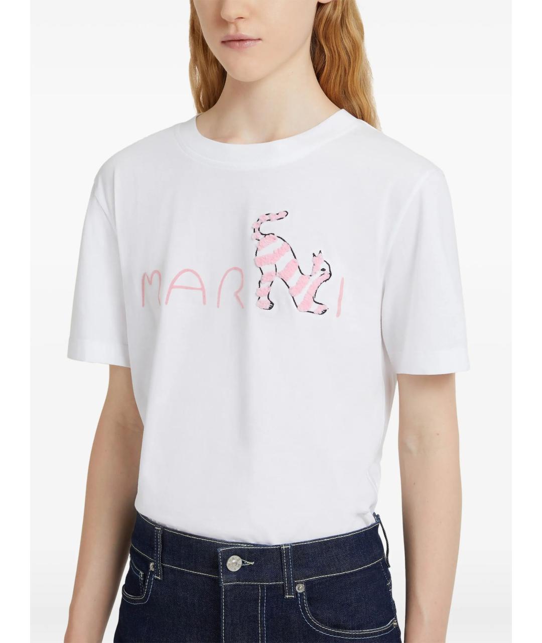 MARNI Белая хлопковая футболка, фото 4