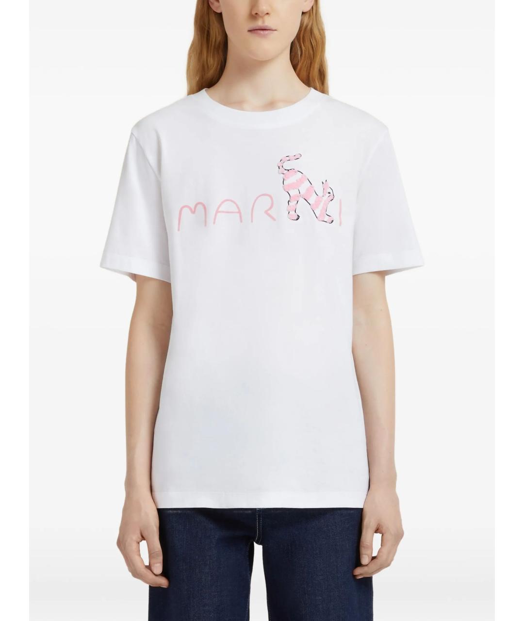 MARNI Белая хлопковая футболка, фото 3