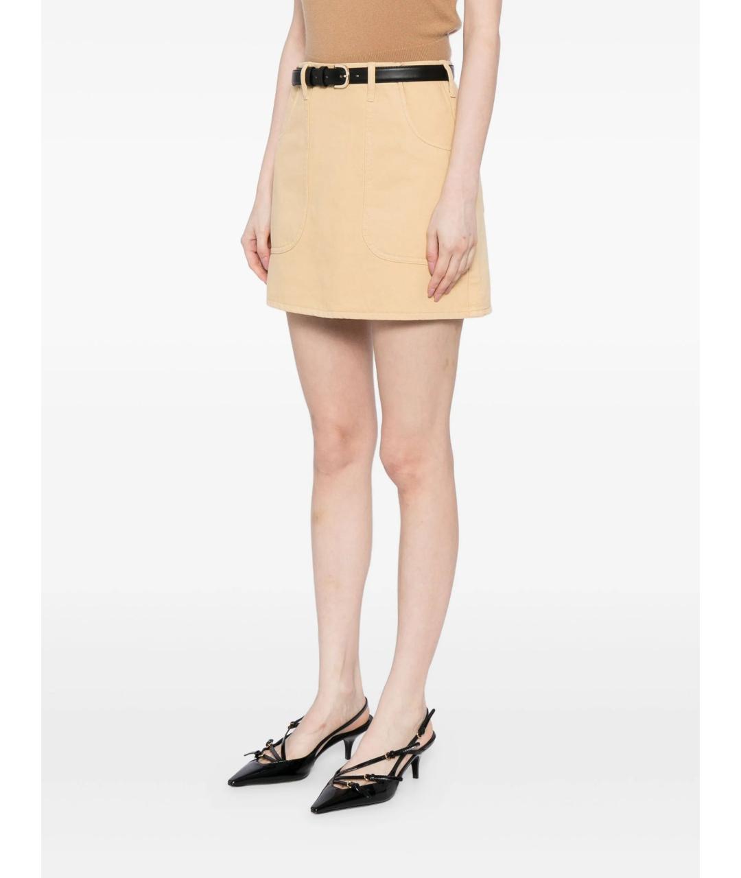 SELF-PORTRAIT Бежевая хлопковая юбка мини, фото 3