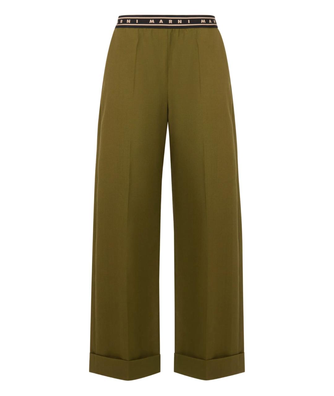 MARNI Зеленые шерстяные прямые брюки, фото 1
