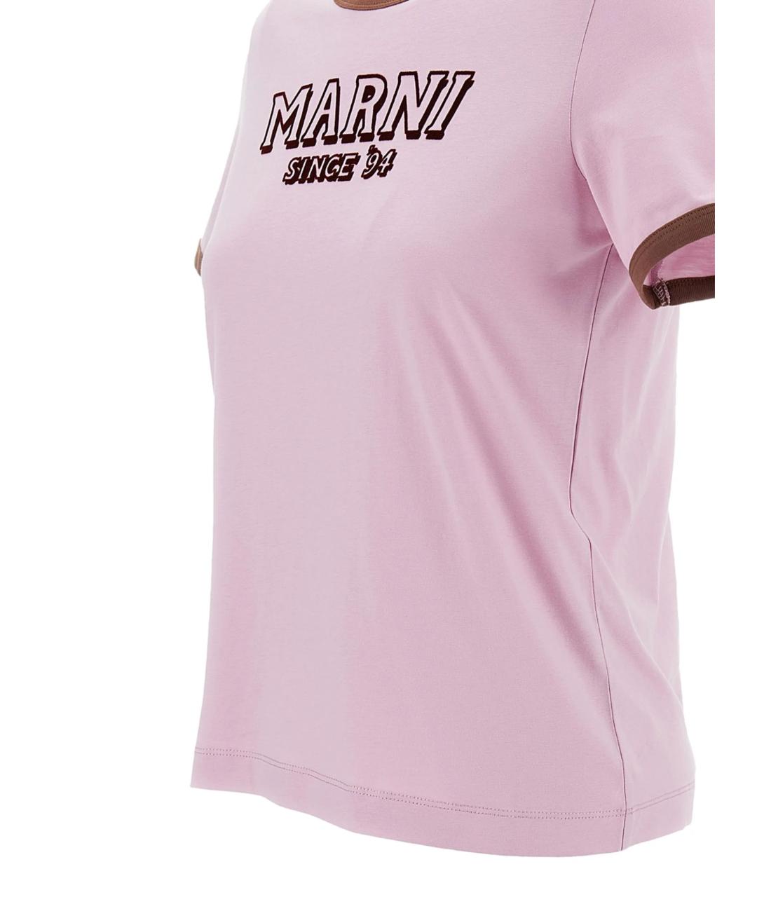 MARNI Розовая хлопковая футболка, фото 3