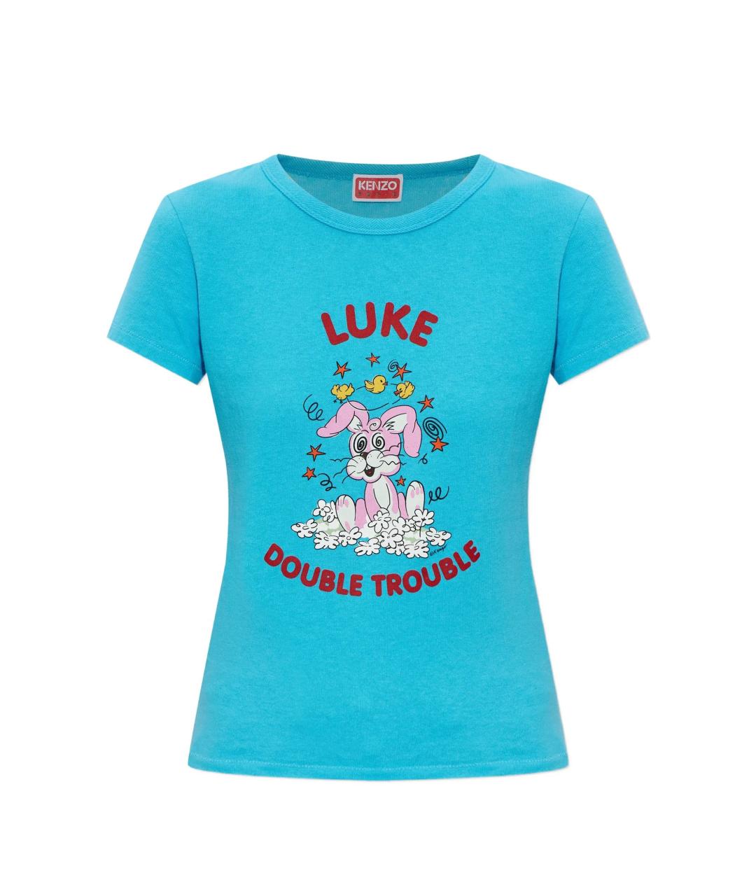 KENZO Синяя хлопковая футболка, фото 1