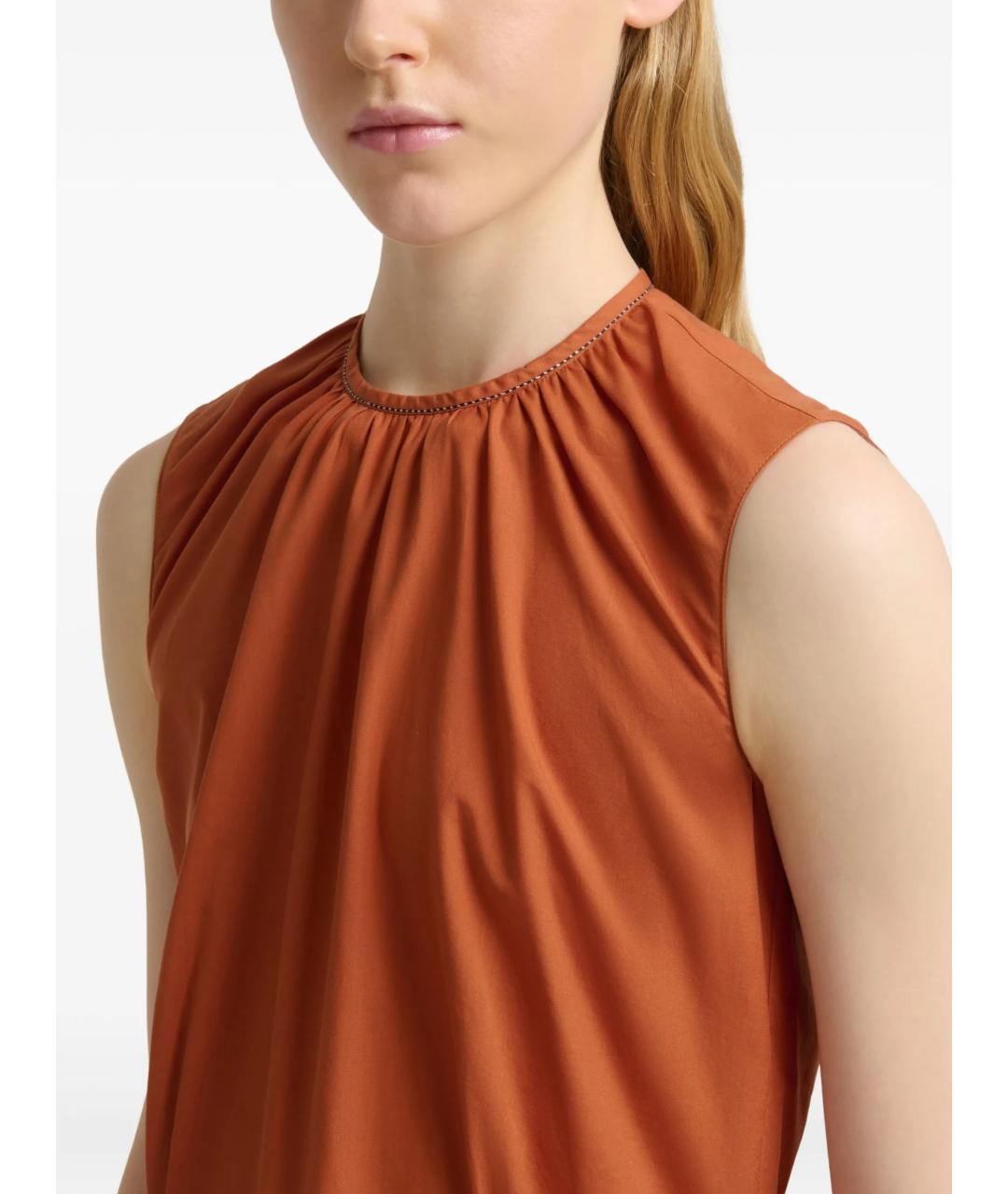 MARNI Оранжевое хлопковое повседневное платье, фото 4