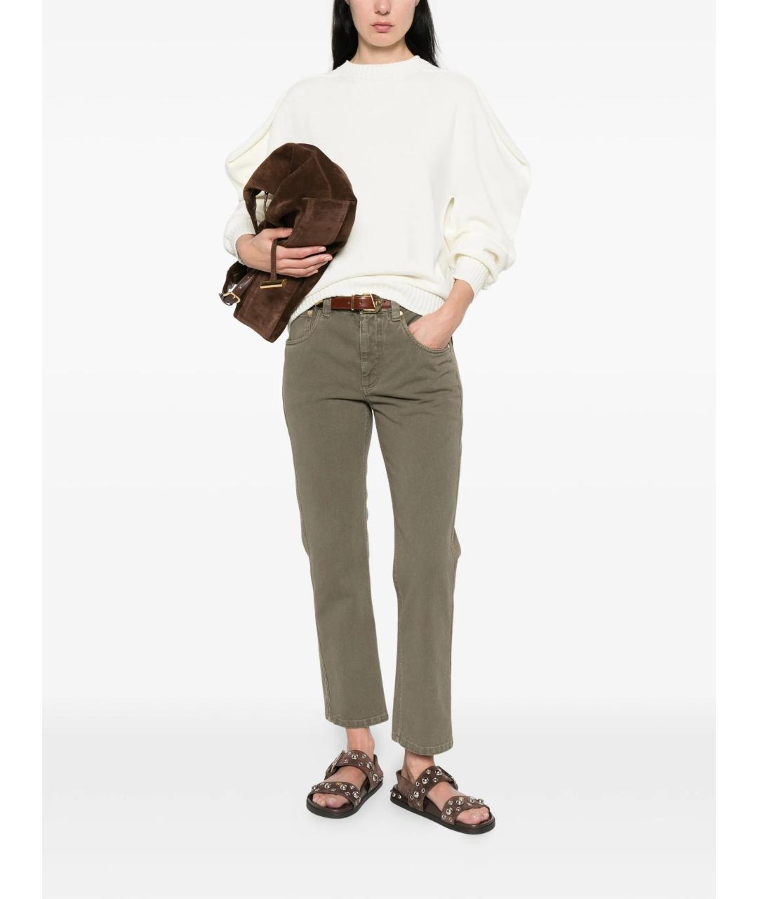 BRUNELLO CUCINELLI Зеленые хлопковые джинсы слим, фото 3