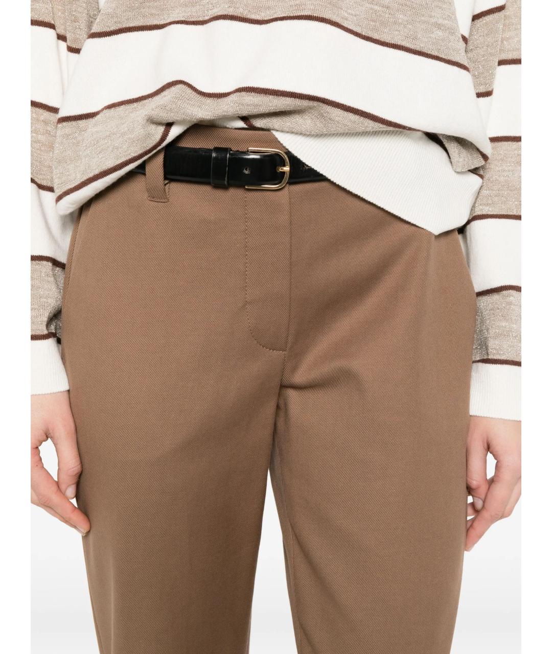 BRUNELLO CUCINELLI Коричневые хлопко-эластановые брюки узкие, фото 4