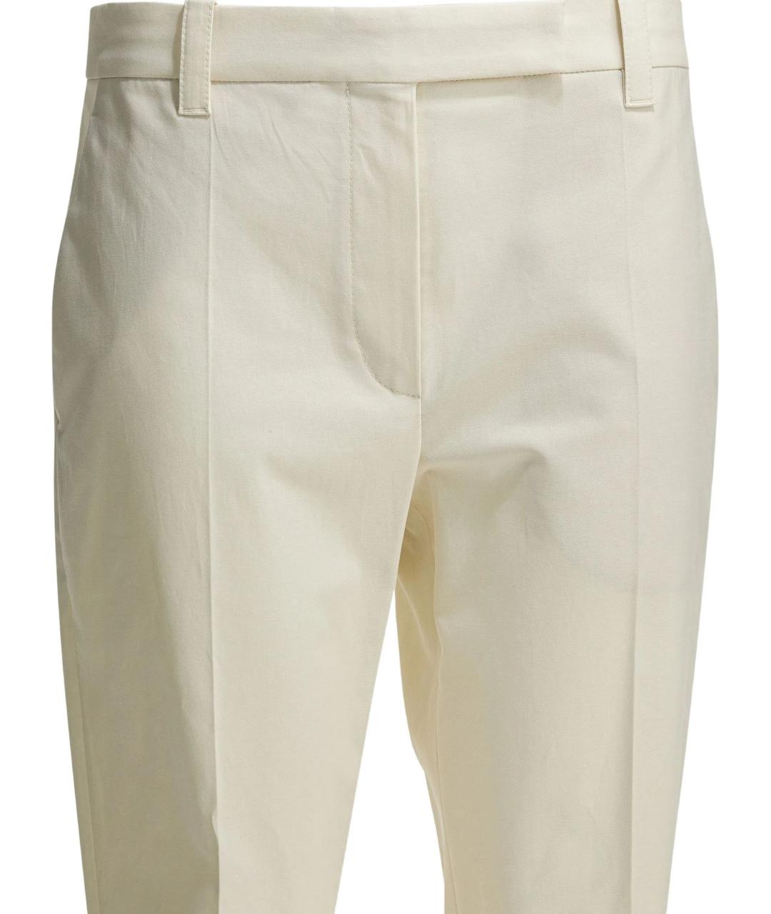 BRUNELLO CUCINELLI Бежевые хлопко-эластановые прямые брюки, фото 2