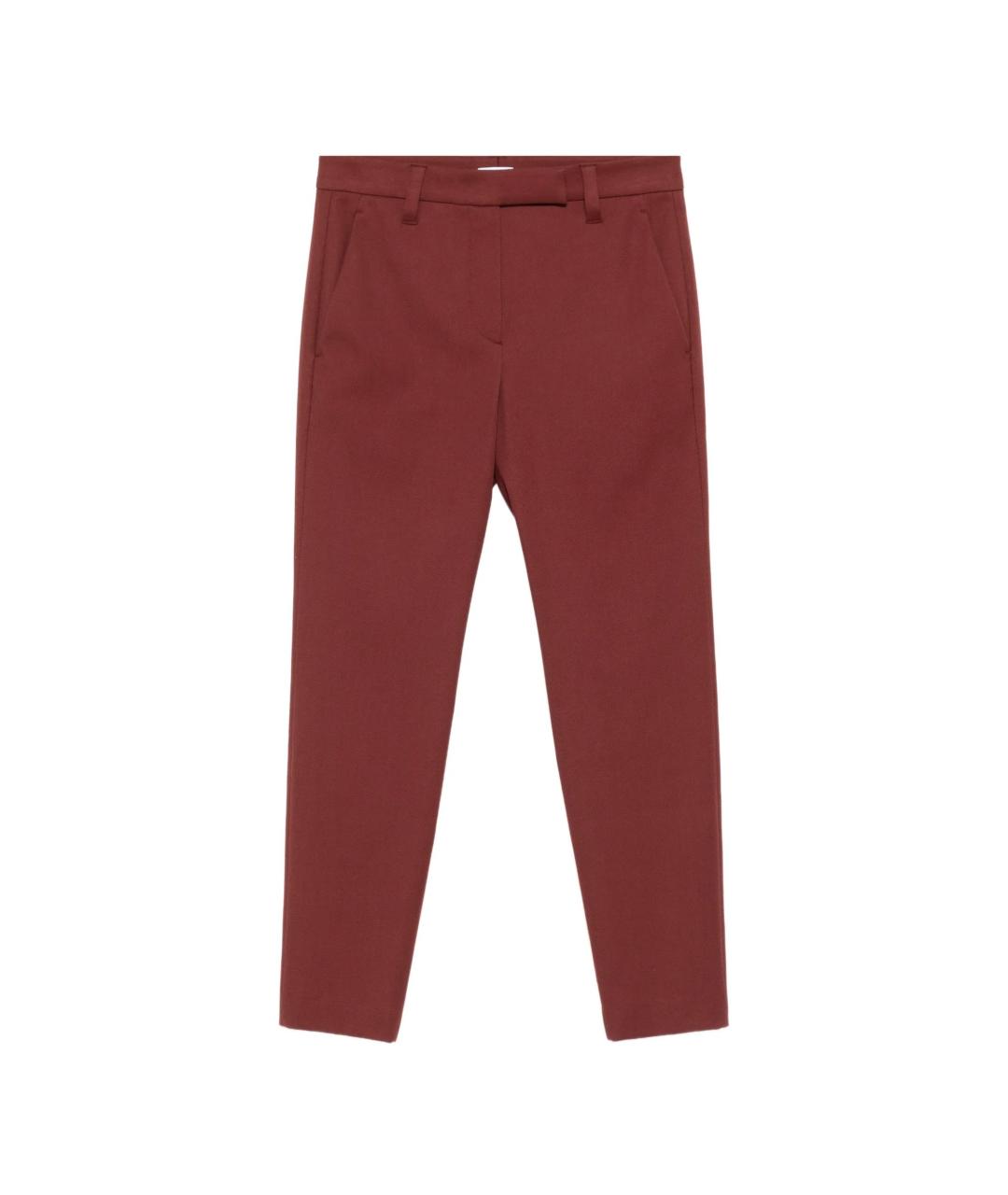 BRUNELLO CUCINELLI Бордовые хлопко-эластановые брюки узкие, фото 1