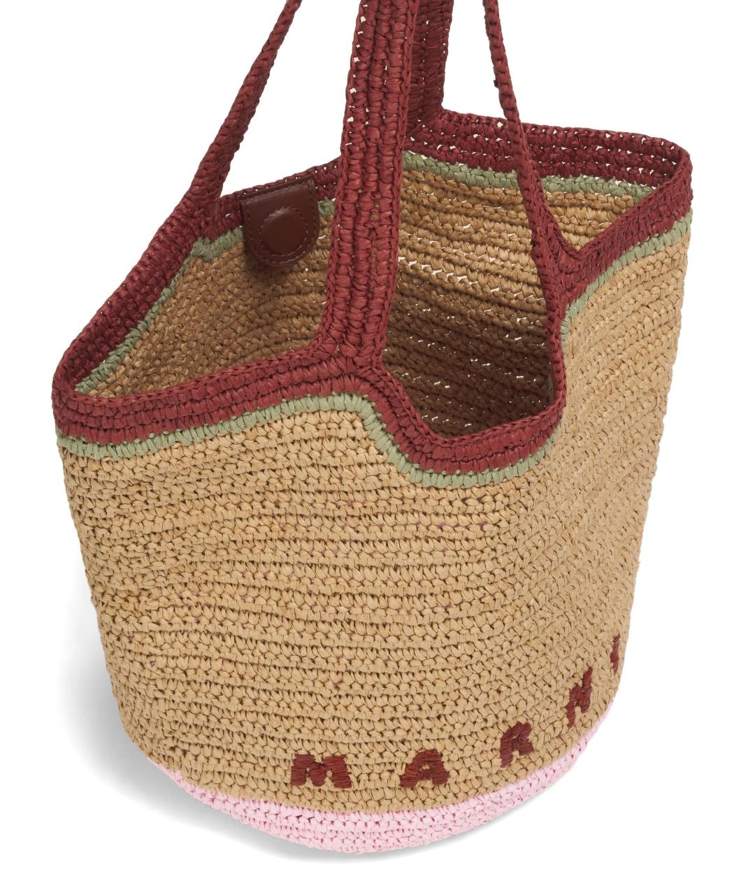 MARNI Бежевая пелетеная сумка тоут, фото 4