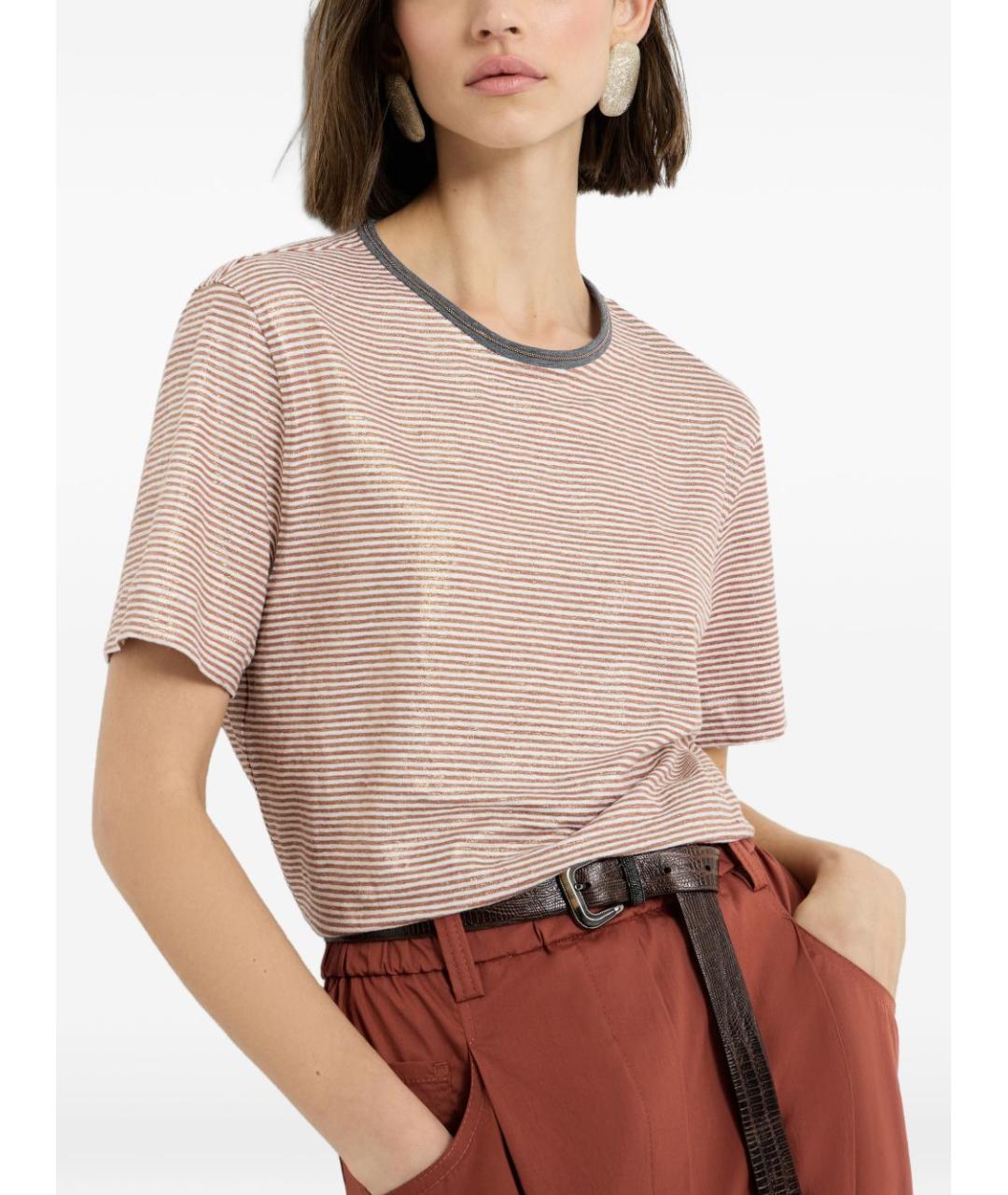 BRUNELLO CUCINELLI Мульти льняная футболка, фото 4