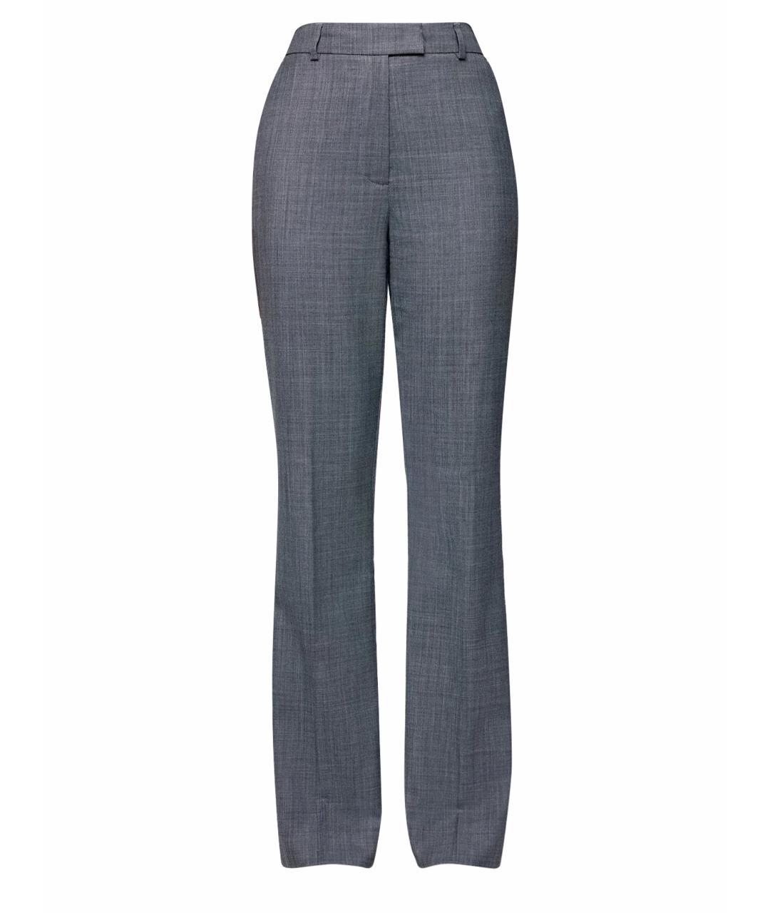 GANNI Серые шерстяные прямые брюки, фото 1