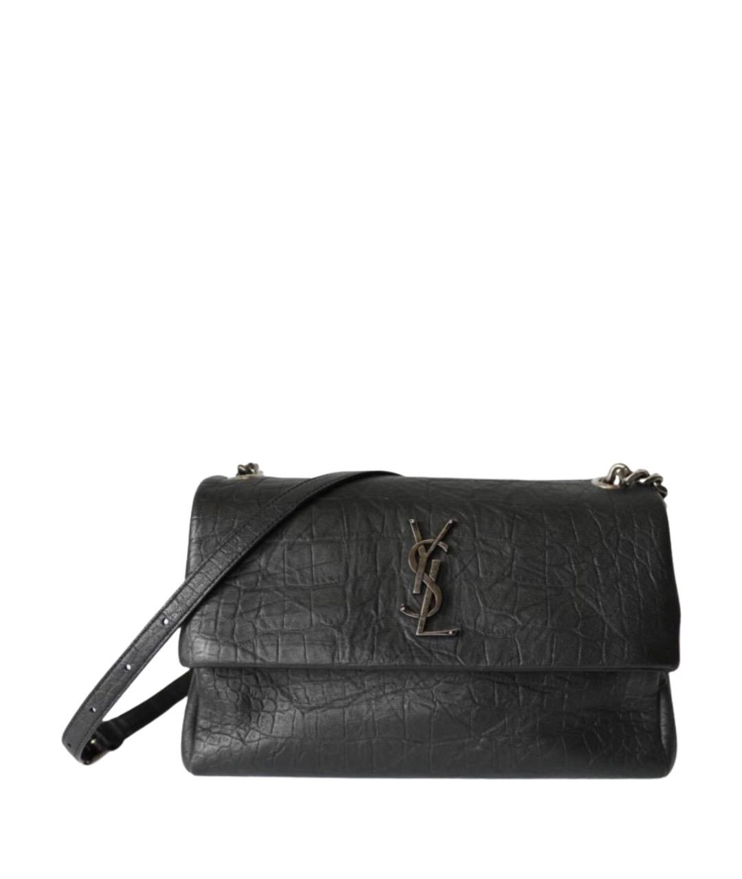 SAINT LAURENT Антрацитовая кожаная сумка через плечо, фото 1