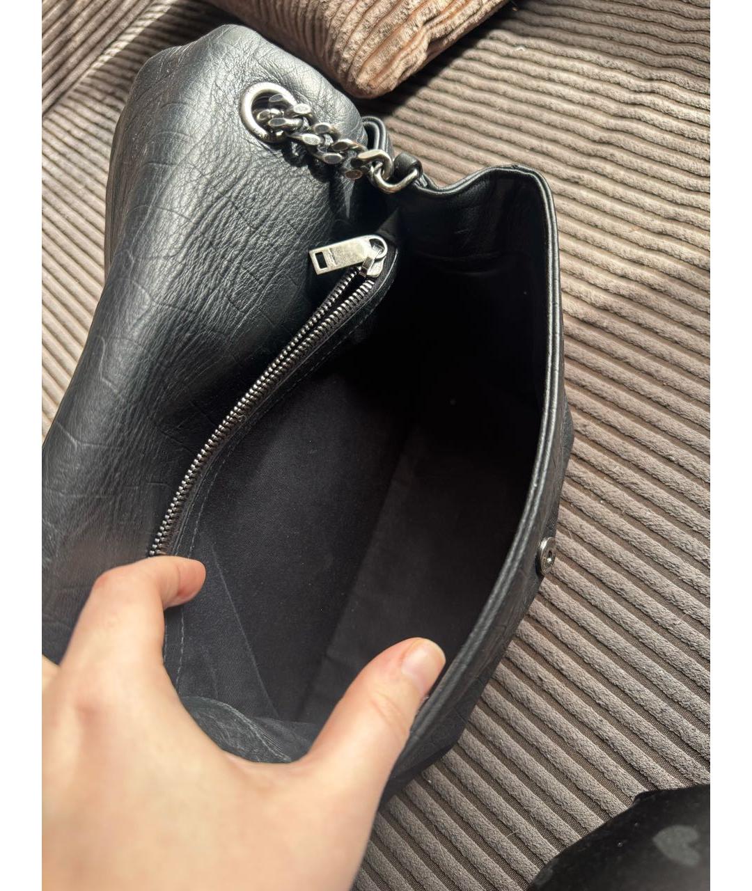 SAINT LAURENT Антрацитовая кожаная сумка через плечо, фото 4