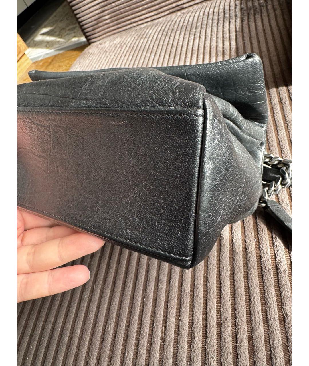 SAINT LAURENT Антрацитовая кожаная сумка через плечо, фото 7