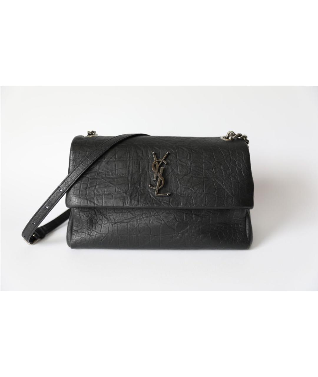 SAINT LAURENT Антрацитовая кожаная сумка через плечо, фото 9