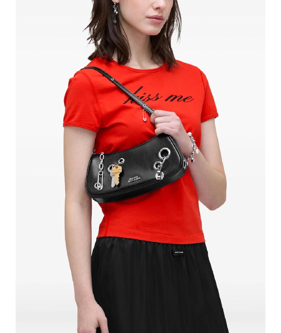 MARC JACOBS Черная кожаная сумка через плечо, фото 2