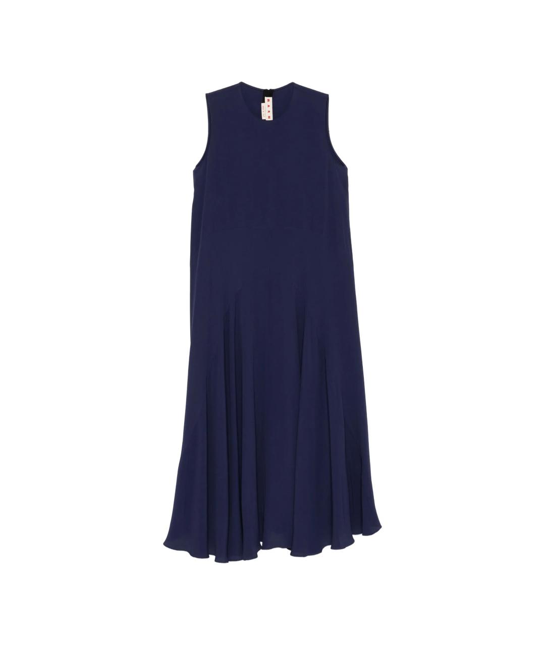 MARNI Синее шелковое повседневное платье, фото 1