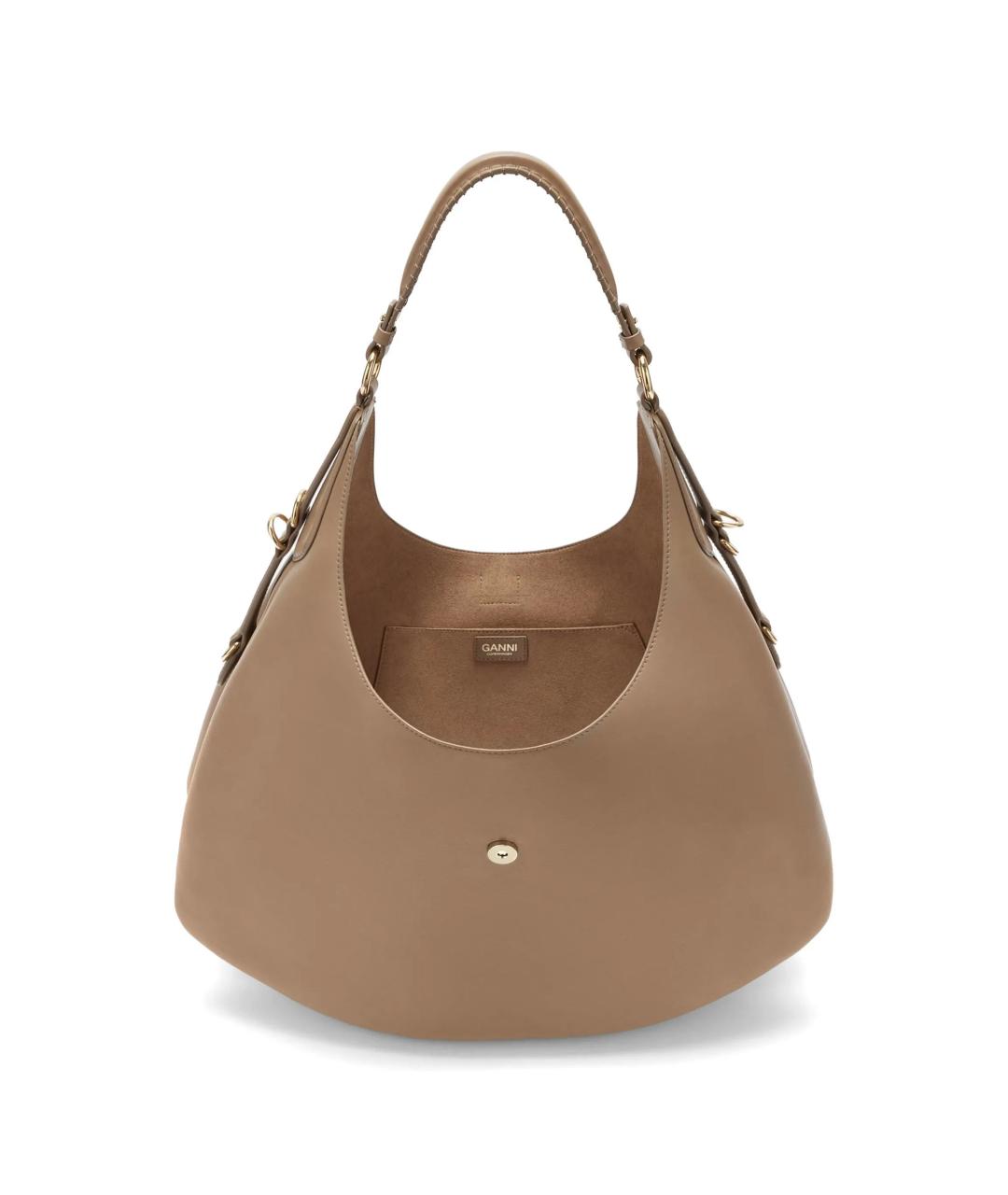 GANNI Бежевая кожаная сумка через плечо, фото 3