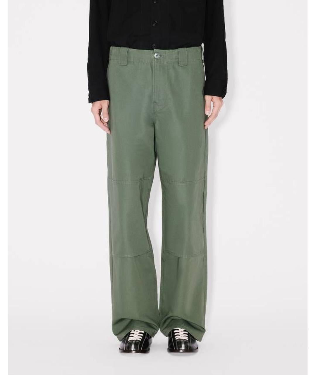 KENZO Зеленые хлопковые повседневные брюки, фото 4