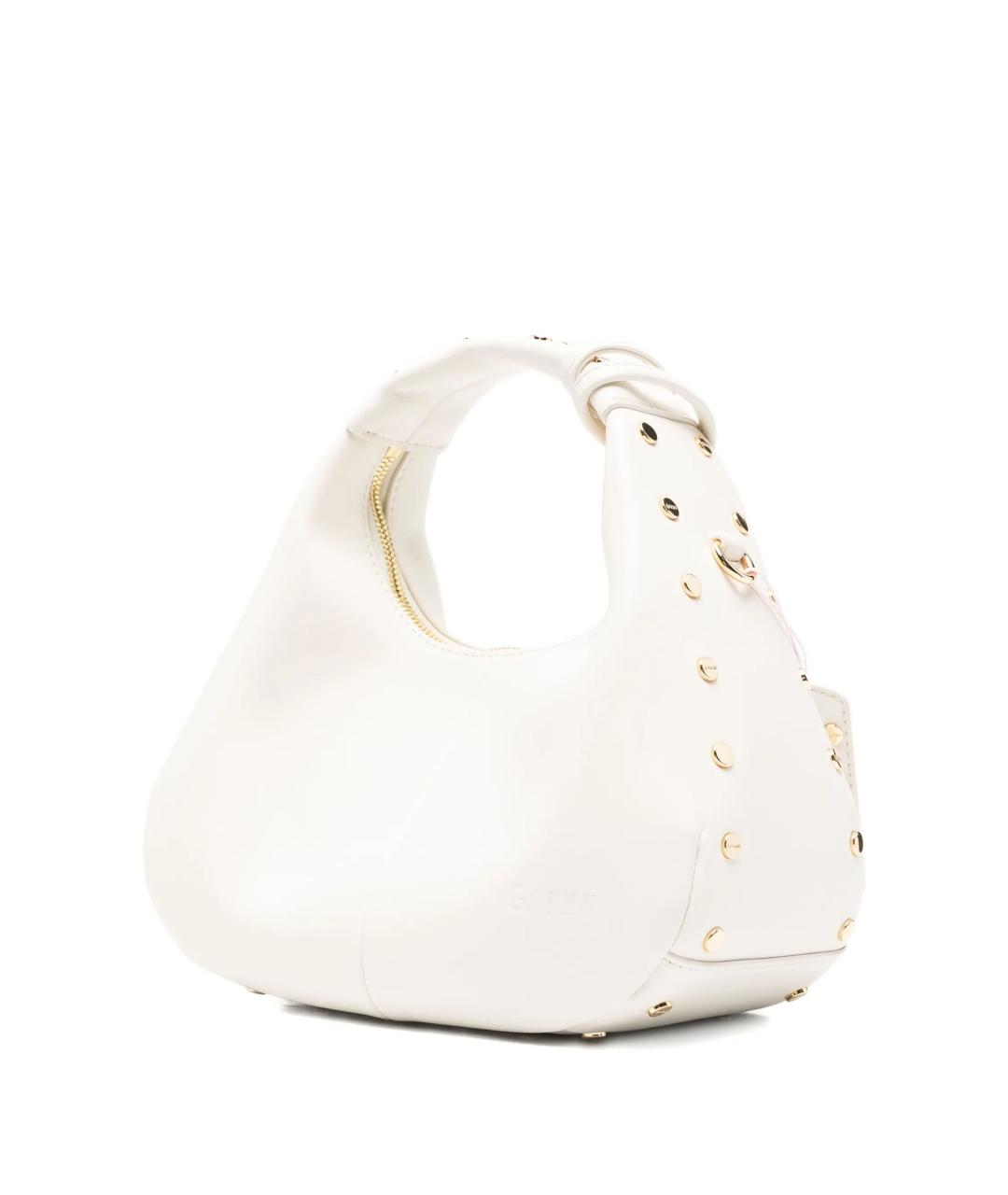 GANNI Белая кожаная сумка с короткими ручками, фото 2