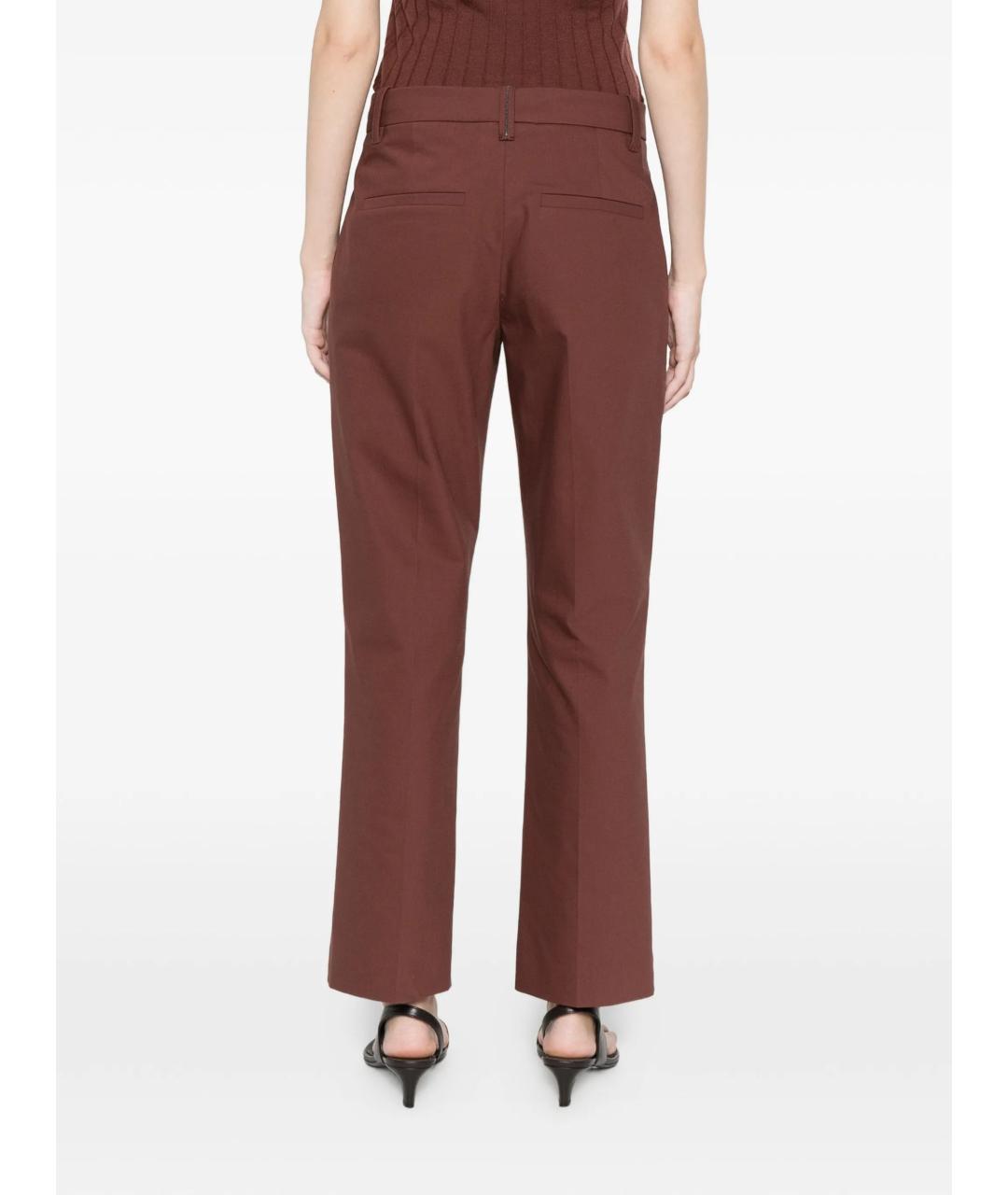 BRUNELLO CUCINELLI Коричневые хлопковые прямые брюки, фото 5